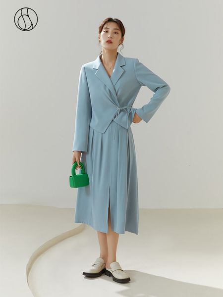 two piece dress dushu ladies suit set autumn design sense office lady special loose tube blue blazer a line skirt female 221122, White